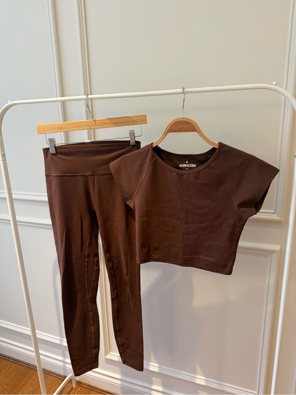 Azurfit Brown Cropped Active Top, Bra & High-Waist Leggings Set